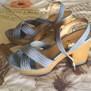Light blue platform sandals